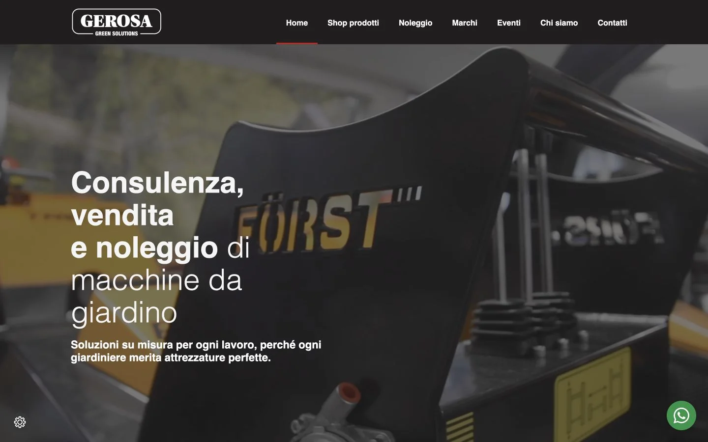 Homepage del sito Gerosa SRL con una cippatrice Först
