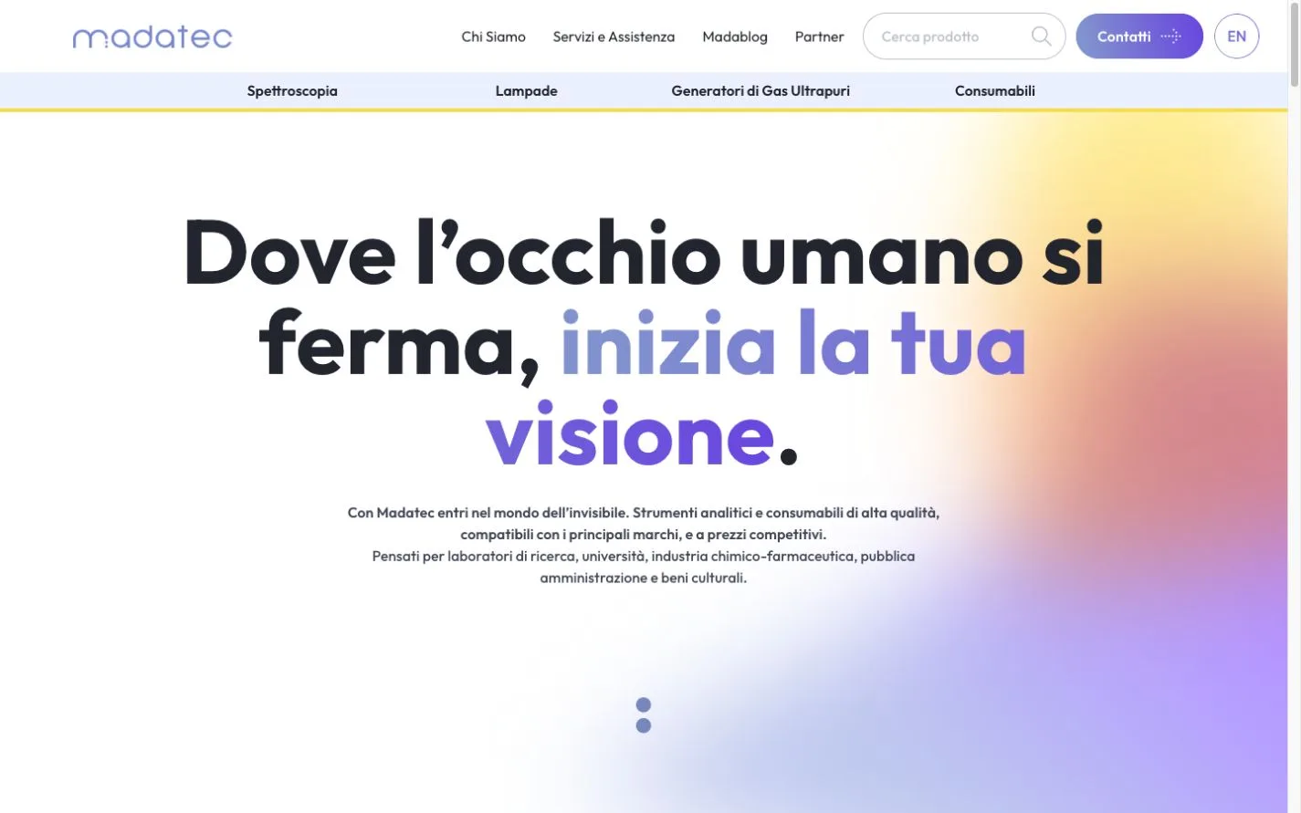 Homepage del sito Madatec